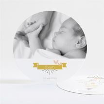 Faire-part naissance Cascade de photos rond personnalisable - 13,5 cm - Monfairepart