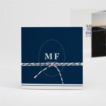 Faire-part mariage Bleu romantique accordéon personnalisable - Couleur Bleu - 10 x 10 cm - Monfairepart
