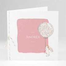 Faire-part naissance Poésie aimantée plié personnalisable - Couleur Rose et Beige, Blanc et Gris - 13,5 x 13,5 cm - Monfairepart