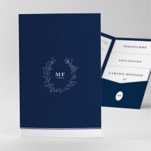 Faire-part mariage Bleu romantique pocketfold personnalisable - Couleur Bleu - 17cm x 11,4cm fermé - Monfairepart