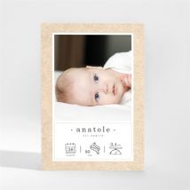 Faire-part naissance Signes de Douceur magnet personnalisable - Couleur Beige, Marron et Blanc/Kraft - 9,5 x 13,8 cm - Monfairepart