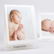 Faire-part naissance Éclat Minimaliste plié personnalisable - Couleur Noir, Blanc et Blanc - 10 x 15 cm - Monfairepart