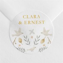 Sticker mariage Céleste personnalisable - Couleur Jaune, Blanc et Gris - 4 cm - Monfairepart