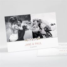 Carte de remerciement mariage Son Eclat personnalisable - Couleur Rose/Orange, Blanc et Gris - 13,8 x 9,5 cm - Monfairepart