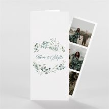 Faire-part mariage Bouquet provençal Photomaton personnalisable - Couleur Vert et Blanc - 21 cm x 9 cm fermé - Monfairepart