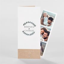 Faire-part mariage Avec programme Photomaton personnalisable - Couleur Kraft - 21 cm x 9 cm fermé - Monfairepart