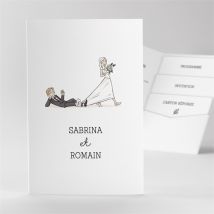 Faire-part mariage Mariage original Pocketfold personnalisable - Couleur Noir, Blanc et Blanc - 17cm x 11,4cm fermé - Monfairepart