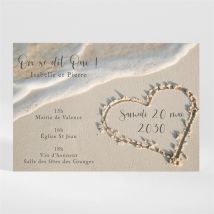 Faire-part mariage Dans le Sable magnet personnalisable - Couleur Beige et Marron - 13,8 x 9,5 cm - Monfairepart