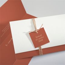 Faire-part mariage Terre de Feu pochette personnalisable - Couleur Terracotta - 21 x 9,2 cm - Monfairepart