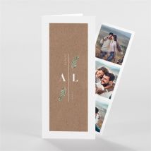 Faire-part mariage Let our Love grow ! photomaton - Couleur Vert/Bleu/Beige/Marron/Blanc/Kraft - 21 cm x 9 cm fermé - Monfairepart