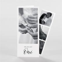 Faire-part mariage Liés pour toujours photomaton personnalisable - Couleur Noir, Blanc et Blanc - 21 cm x 9 cm fermé - Monfairepart
