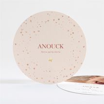 Faire-part naissance Mon Etoile dorure personnalisable - Couleur Rose/Orange/Doré - 13,5 cm - Monfairepart