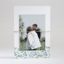 Faire-part mariage Délicat superposition personnalisable - Couleur Vert et Beige, Blanc et Gris - 21 x 14,5 cm (une fois assemblé) - Monfairepart