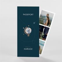 Faire-part mariage Notre Passeport photomaton personnalisable - Couleur Bleu - 21 cm x 9 cm fermé - Monfairepart