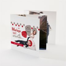Faire-part mariage Humour original accordéon personnalisable - Couleur Rouge - 10 x 10 cm - Monfairepart