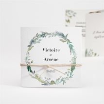 Faire-part mariage Délicate Aquarelle accordéon personnalisable - Couleur Vert - 10 x 10 cm - Monfairepart