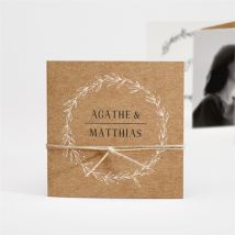 Faire-part mariage Kraft champêtre accordéon personnalisable - Couleur Marron/Kraft - 10 x 10 cm - Monfairepart