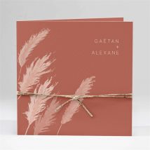 Faire-part mariage Au vent carré plié personnalisable - Couleur Rouge/Terracotta - 13,5 x 13,5 cm - Monfairepart