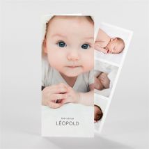 Faire-part naissance Tendre Silhouette photomaton personnalisable - 21 cm x 9 cm fermé - Monfairepart