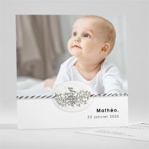 Faire-part naissance Absolu moderne ensemencé personnalisable - Couleur Blanc - 13,5 x 13,5 cm - Monfairepart