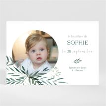 Faire-part de baptême Jolie annonce Champêtre magnet personnalisable - Couleur Vert - 13,8 x 9,5 cm - Monfairepart