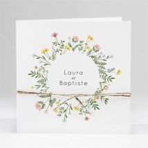 Faire-part mariage Joie Champetre personnalisable - Couleur Blanc et Multicolore - 13,5 x 13,5 cm - Monfairepart