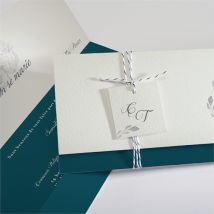 Faire-part mariage Tourbillon pochette personnalisable - Couleur Bleu - 21 x 9,2 cm - Monfairepart