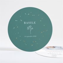 Faire-part naissance Tendre Pousse dorure personnalisable - Couleur Vert/Bleu - 13,5 cm - Monfairepart
