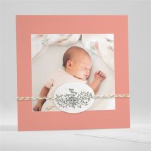 Faire-part naissance Sa Clarté Ensemencé personnalisable - Couleur Rose/Orange - 13,5 x 13,5 cm - Monfairepart