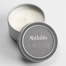 Bougie naissance Touche Vintage - Argent personnalisable - 5 cm et 2,5 cm de hauteur - Monfairepart