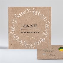 Faire-part de baptême Belle histoire sacrée Dorure personnalisable - Couleur Marron/Doré/Kraft - 13,5 x 13,5 cm - Monfairepart