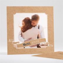 Carte de remerciement mariage Notre Moment personnalisable - Couleur Bleu, Beige et Marron/Kraft - 13,5 x 13,5 cm - Monfairepart