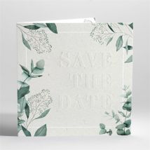 Faire-part mariage Sauvage personnalisable - Couleur Vert et Gris/Vert sauge - 15 x 15 cm - Monfairepart