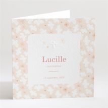Faire-part de baptême l'Envolée personnalisable - Couleur Rose/Orange et Beige - 13,5 x 13,5 cm - Monfairepart