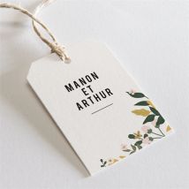Etiquette mariage Vintage Champetre personnalisable - Couleur Vert/Jaune, Beige et Marron - 4 x 6 cm - Monfairepart