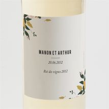 Etiquette de bouteille mariage Vintage Champetre personnalisable - Couleur Vert, Jaune et Orange et Beige et Marron - 9,5 x 9,5 cm - Monfairepart