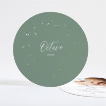 Faire-part naissance Lumineux Dorure personnalisable - Couleur Vert/Doré - 13,5 cm - Monfairepart