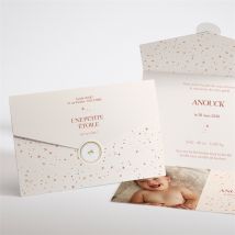 Faire-part naissance Mon Etoile enveloppe personnalisable - Couleur Beige - 11,8 x 17,4 cm - Monfairepart