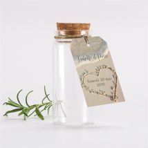 Mignonnette mariage Dans le Sable étiquette personnalisable - 3,7 cm de diamètre et 8 cm de hauteur - Monfairepart