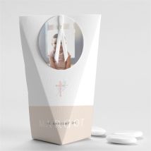 Boîte de dragées baptême Poésie minimaliste Étui personnalisable - Couleur Rose - boîte de 4 x 4 cm d'épaisseur et 11 cm de hauteur - Monfairepart