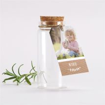 Mignonnette baptême Pele mele photo étiquette personnalisable - 3,7 cm de diamètre et 8 cm de hauteur - Monfairepart
