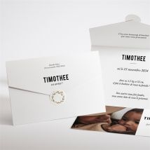 Faire-part naissance Bel Instant enveloppe personnalisable - Couleur Noir, Blanc et Blanc - 11,8 x 17,4 cm - Monfairepart