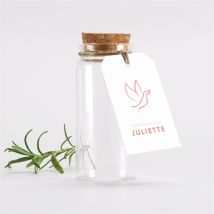 Mignonnette communion Colombe dorée étiquette personnalisable - 3,7 cm x 8 cm - Monfairepart