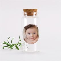 Mignonnette baptême Maison du baptême ! sticker personnalisable - 3,7 cm de diamètre et 8 cm de hauteur - Monfairepart
