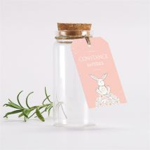Mignonnette baptême Petit Lapin Baptême étiquette personnalisable - 3,7 cm de diamètre et 8 cm de hauteur - Monfairepart