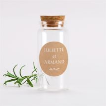 Mignonnette mariage Bohème écolo sticker personnalisable - 3,7 cm de diamètre et 8 cm de hauteur - Monfairepart