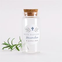 Mignonnette baptême Mosaïque de photos sticker personnalisable - 3,7 cm de diamètre et 8 cm de hauteur - Monfairepart