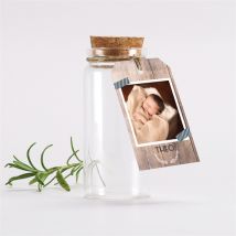 Mignonnette baptême Marque page kraft étiquette personnalisable - 3,7 cm de diamètre et 8 cm de hauteur - Monfairepart