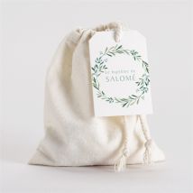 Pochon baptême Feuilles et Or personnalisable - 10 x 12 cm - Monfairepart