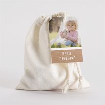 Pochon baptême Pele mele photo original personnalisable - 10 cm x 12 cm - Monfairepart